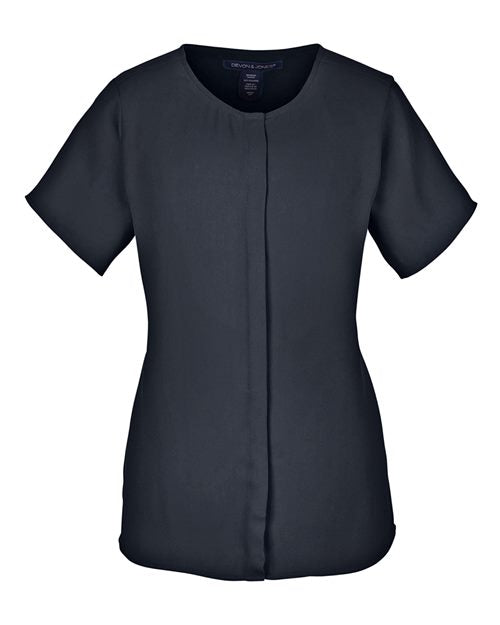 Devon & Jones DP612W Ladies' Perfect Fit  Short-Sleeve Crepe Blouse #color_BLACK