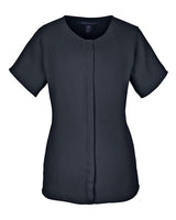Devon & Jones DP612W Ladies' Perfect Fit  Short-Sleeve Crepe Blouse #color_BLACK