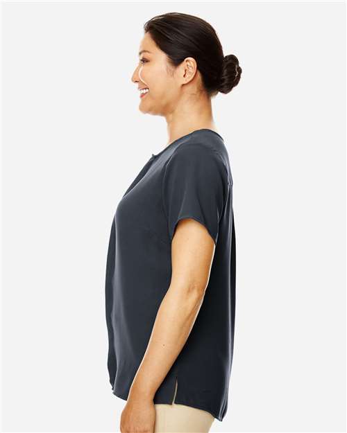 Devon & Jones DP612W Ladies' Perfect Fit  Short-Sleeve Crepe Blouse #color_BLACK