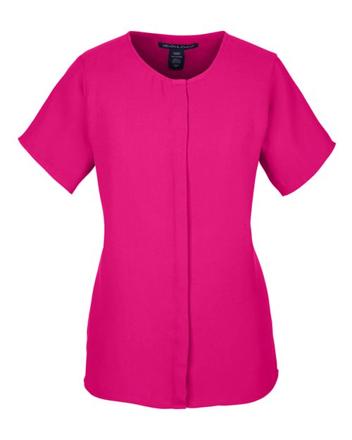 Devon & Jones DP612W Ladies' Perfect Fit  Short-Sleeve Crepe Blouse #color_CROWN RASPBERRY