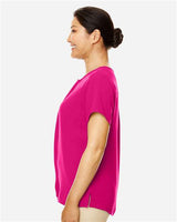 Devon & Jones DP612W Ladies' Perfect Fit  Short-Sleeve Crepe Blouse #color_CROWN RASPBERRY