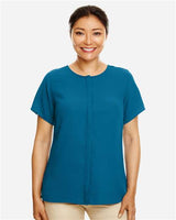 Devon & Jones DP612W Ladies' Perfect Fit  Short-Sleeve Crepe Blouse #color_DARK TEAL
