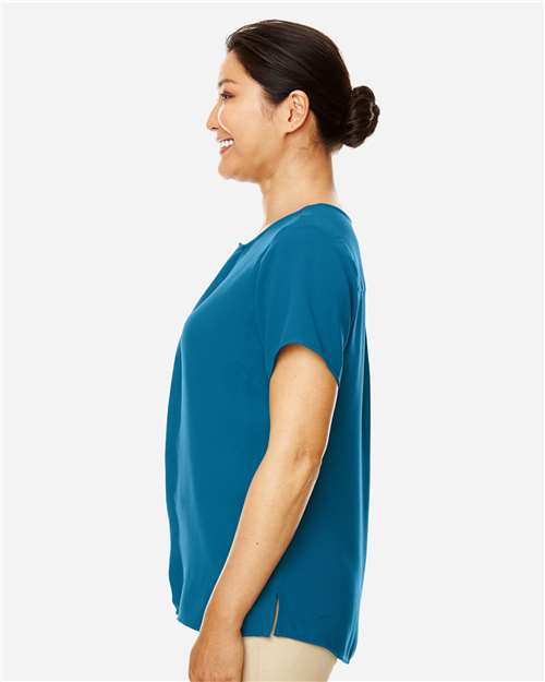 Devon & Jones DP612W Ladies' Perfect Fit  Short-Sleeve Crepe Blouse #color_DARK TEAL