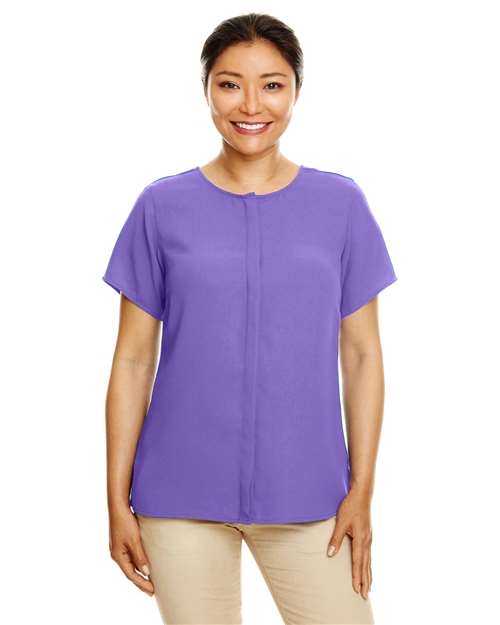 Devon & Jones DP612W Ladies' Perfect Fit  Short-Sleeve Crepe Blouse #color_GRAPE