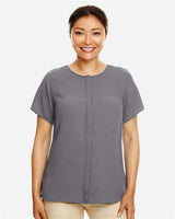 Devon & Jones DP612W Ladies' Perfect Fit  Short-Sleeve Crepe Blouse #color_GRAPHITE