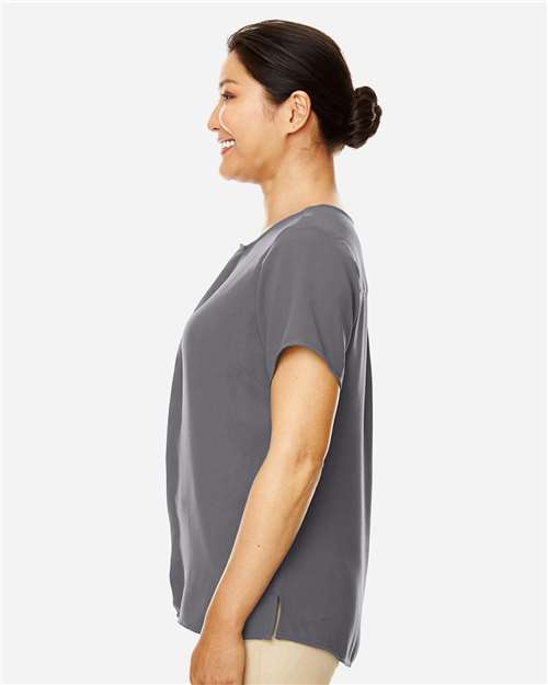 Devon & Jones DP612W Ladies' Perfect Fit  Short-Sleeve Crepe Blouse #color_GRAPHITE