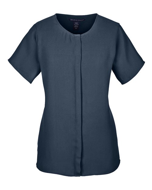 Devon & Jones DP612W Ladies' Perfect Fit  Short-Sleeve Crepe Blouse #color_NAVY