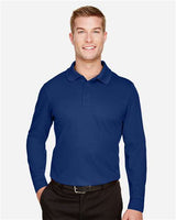 Devon & Jones DG20L CrownLux Performance Men's Plaited Long Sleeve Polo #color_TRUE ROYAL