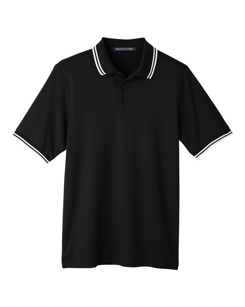 Devon & Jones DG20C Men's CrownLux Performance Plaited Tipped Polo #color_BLACK/ WHITE