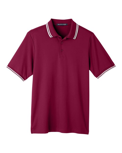 Devon & Jones DG20C Men's CrownLux Performance Plaited Tipped Polo #color_BURGUNDY/ WHITE
