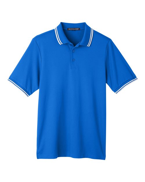 Devon & Jones DG20C Men's CrownLux Performance Plaited Tipped Polo #color_FRENCH BLU/ WHT