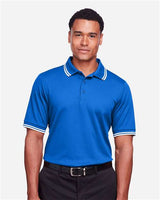 Devon & Jones DG20C Men's CrownLux Performance Plaited Tipped Polo #color_FRENCH BLU/ WHT
