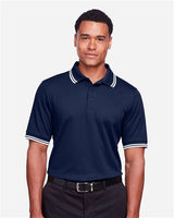 Devon & Jones DG20C Men's CrownLux Performance Plaited Tipped Polo #color_NAVY/ WHITE