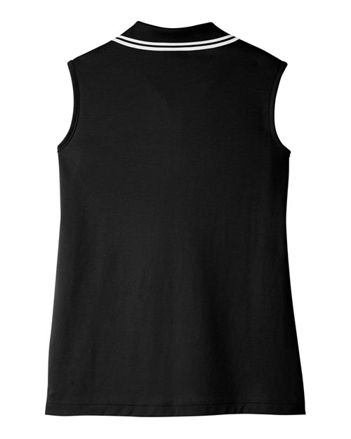 Devon & Jones DG20SW Ladies' CrownLux Performance Plaited Tipped Sleeveless Polo #color_BLACK/ WHITE