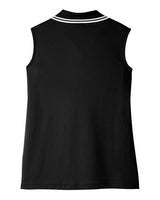 Devon & Jones DG20SW Ladies' CrownLux Performance Plaited Tipped Sleeveless Polo #color_BLACK/ WHITE