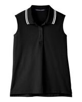 Devon & Jones DG20SW Ladies' CrownLux Performance Plaited Tipped Sleeveless Polo #color_BLACK/ WHITE