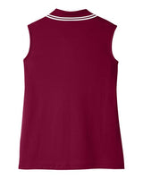 Devon & Jones DG20SW Ladies' CrownLux Performance Plaited Tipped Sleeveless Polo #color_BURGUNDY/ WHITE