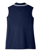 Devon & Jones DG20SW Ladies' CrownLux Performance Plaited Tipped Sleeveless Polo #color_NAVY/ WHITE
