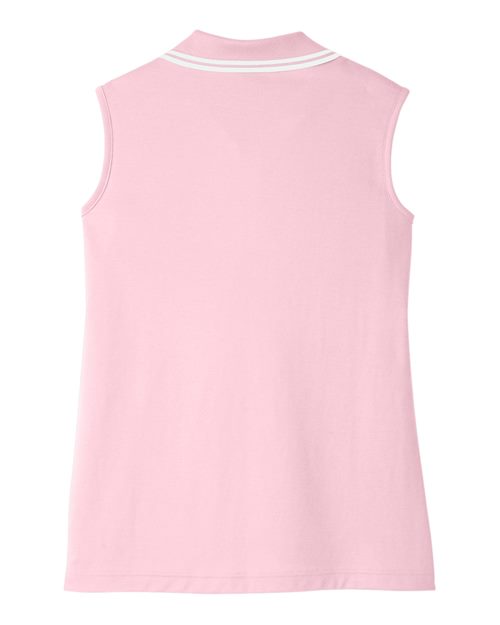 Devon & Jones DG20SW Ladies' CrownLux Performance Plaited Tipped Sleeveless Polo #color_PINK/ WHITE