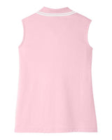 Devon & Jones DG20SW Ladies' CrownLux Performance Plaited Tipped Sleeveless Polo #color_PINK/ WHITE