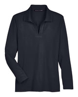 Devon & Jones DG20LW CrownLux Performance Ladies' Plaited Long Sleeve Polo #color_BLACK