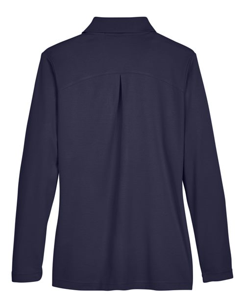 Devon & Jones DG20LW CrownLux Performance Ladies' Plaited Long Sleeve Polo #color_NAVY