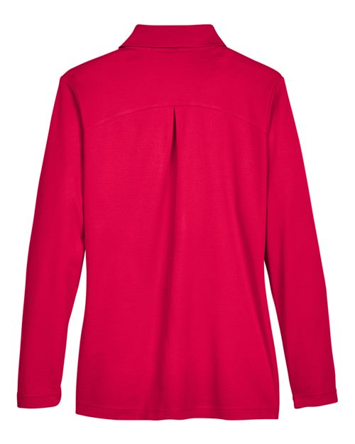 Devon & Jones DG20LW CrownLux Performance Ladies' Plaited Long Sleeve Polo #color_RED