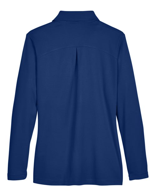 Devon & Jones DG20LW CrownLux Performance Ladies' Plaited Long Sleeve Polo #color_TRUE ROYAL