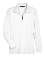 Devon & Jones DG20LW CrownLux Performance Ladies' Plaited Long Sleeve Polo #color_WHITE
