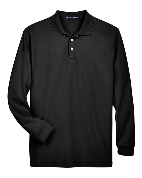 Devon & Jones D110 Men's Pima Piqu Long-Sleeve Polo #color_BLACK