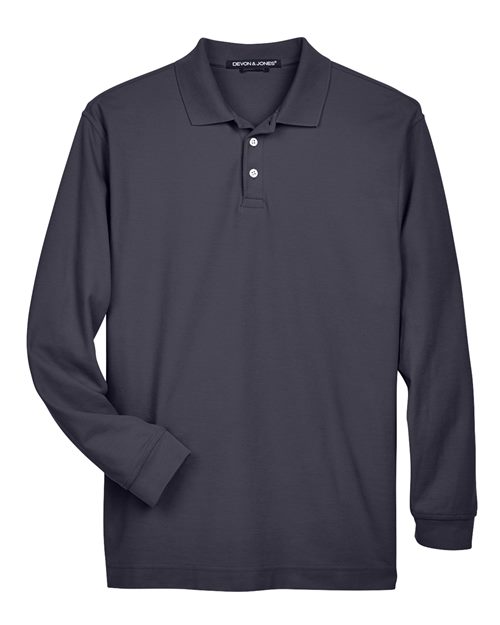 Devon & Jones D110 Men's Pima Piqu Long-Sleeve Polo #color_NAVY