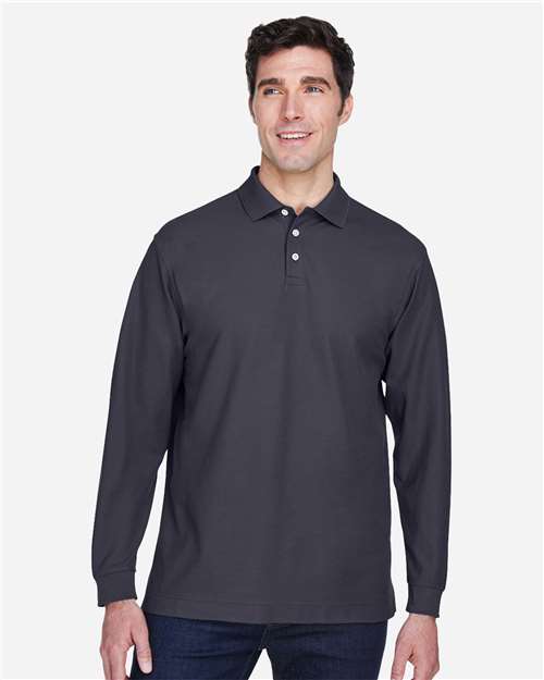 Devon & Jones D110 Men's Pima Piqu Long-Sleeve Polo #color_NAVY