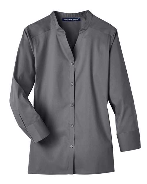 Devon & Jones DG560W Ladies' Crown  Collection Stretch Broadcloth 3/4 Sleeve Blouse #color_GRAPHITE