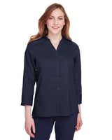 Devon & Jones DG560W Ladies' Crown  Collection Stretch Broadcloth 3/4 Sleeve Blouse #color_NAVY