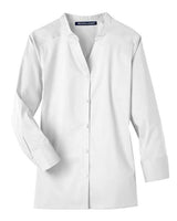Devon & Jones DG560W Ladies' Crown  Collection Stretch Broadcloth 3/4 Sleeve Blouse #color_WHITE