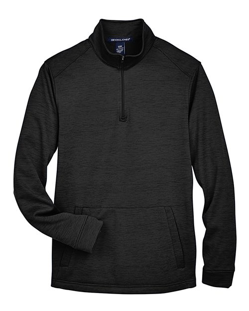 Devon & Jones DG798 Men's Newbury Mlange Fleece Quarter-Zip #color_BLACK HEATHER