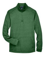 Devon & Jones DG798 Men's Newbury Mlange Fleece Quarter-Zip #color_FOREST HEATHER