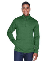 Devon & Jones DG798 Men's Newbury Mlange Fleece Quarter-Zip #color_FOREST HEATHER