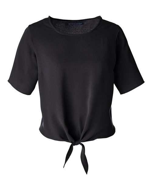 Devon & Jones DP617W Ladies' Perfect Fit Tie-Front Blouse #color_BLACK
