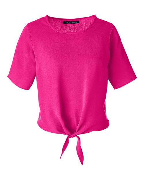 Devon & Jones DP617W Ladies' Perfect Fit Tie-Front Blouse #color_CROWN RASPBERRY