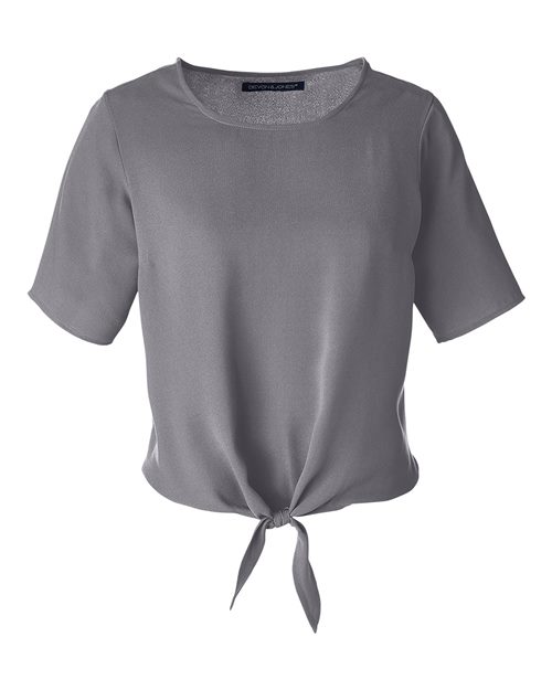Devon & Jones DP617W Ladies' Perfect Fit Tie-Front Blouse #color_GRAPHITE