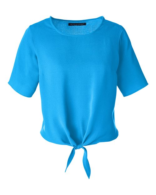 Devon & Jones DP617W Ladies' Perfect Fit Tie-Front Blouse #color_OCEAN BLUE