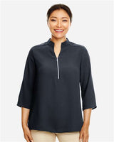 Devon & Jones DP611W Ladies' Perfect Fit  3/4-Sleeve Crepe Tunic #color_BLACK