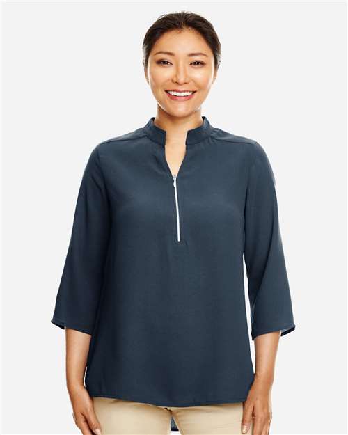 Devon & Jones DP611W Ladies' Perfect Fit  3/4-Sleeve Crepe Tunic #color_NAVY