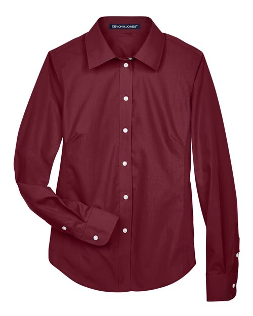 Devon & Jones D620W Ladies' Crown Woven Collection Solid Broadcloth #color_BURGUNDY