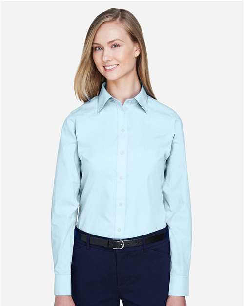 Devon & Jones D620W Ladies' Crown Woven Collection Solid Broadcloth #color_CRYSTAL BLUE