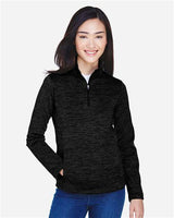 Devon & Jones DG798W Ladies' Newbury Mlange Fleece Quarter-Zip #color_BLACK HEATHER