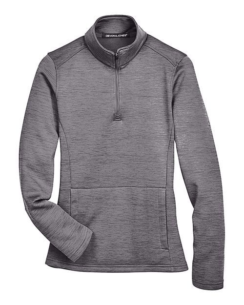 Devon & Jones DG798W Ladies' Newbury Mlange Fleece Quarter-Zip #color_DARK GREY HEATHR