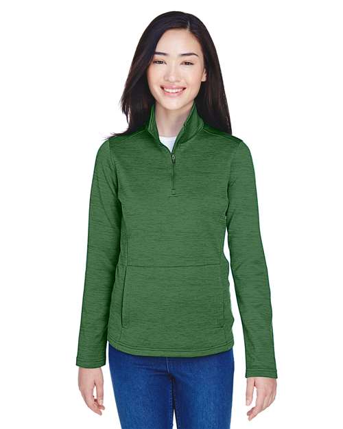 Devon & Jones DG798W Ladies' Newbury Mlange Fleece Quarter-Zip #color_FOREST HEATHER