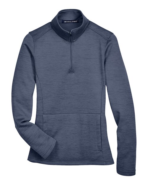 Devon & Jones DG798W Ladies' Newbury Mlange Fleece Quarter-Zip #color_NAVY HEATHER